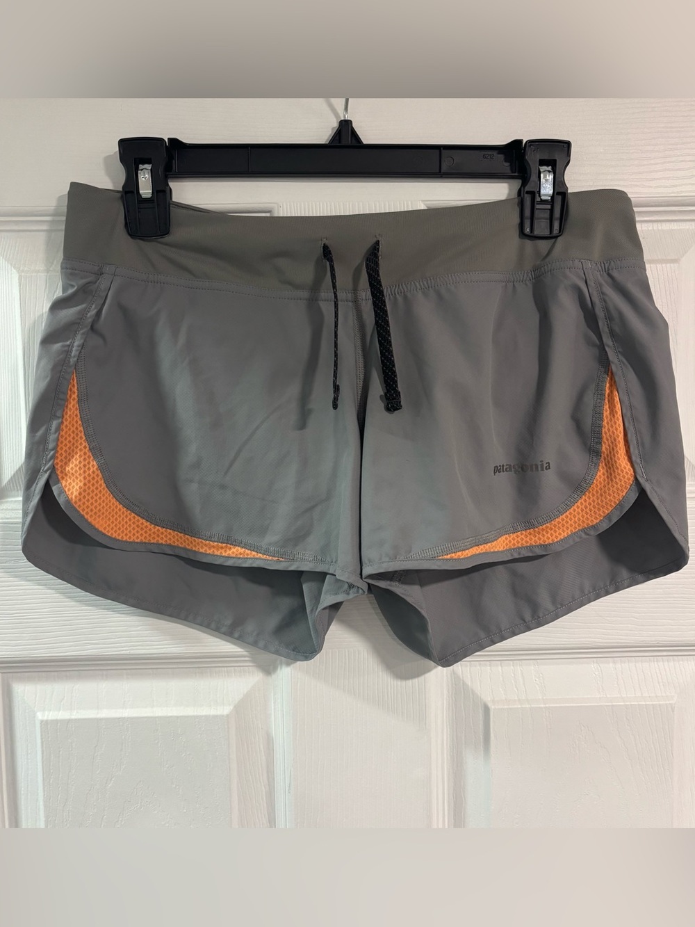 Patagonia Women's Gray Athletic Shorts with Orange Trim